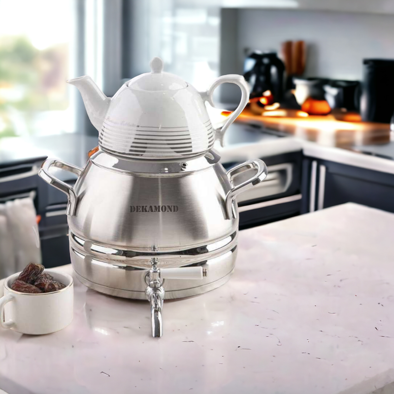 کتری قوری 6 لیتر استیل دکاموند کف چدن لنیا